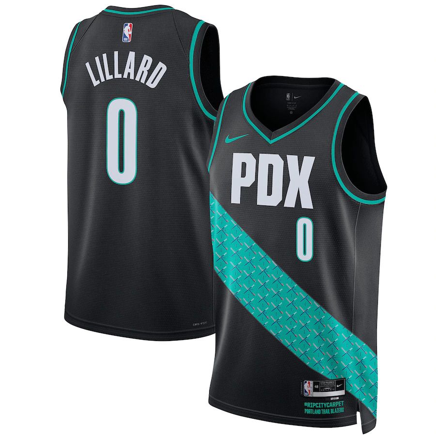 Men Portland Trail Blazers #0 Damian Lillard Nike Black City Edition 2022-23 Swingman NBA Jersey->customized nba jersey->Custom Jersey